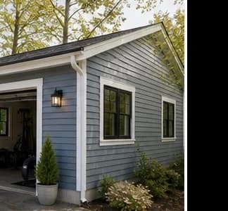 Garage conversion ADU with new windows and siding