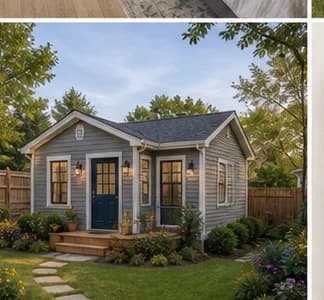 Visualizer after-photo showing a detached ADU in a backyard
