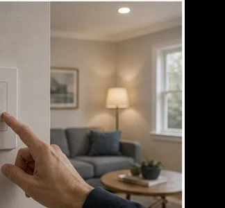 Homeowner using a Level 2 EV charger in garage