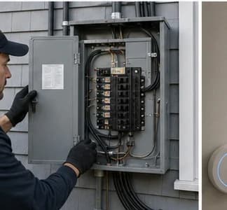 Electrician photographing an existing electrical panel