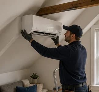 Single-zone mini-split in a finished attic room