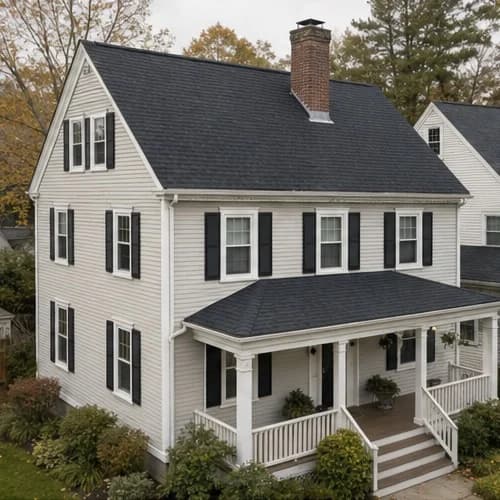 New architectural shingle roof after replacement