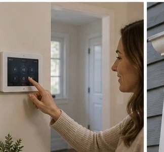 Family using smart home control panel