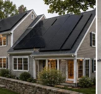 Whole-home rooftop solar array on a residential roof