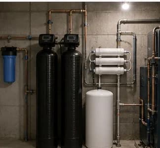 Combined whole-home water treatment system