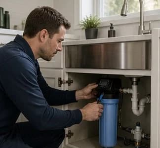 Under-sink point-of-use water filter installation