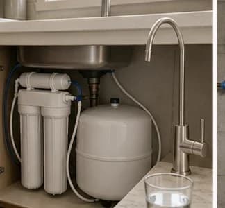 Reverse osmosis system under kitchen sink