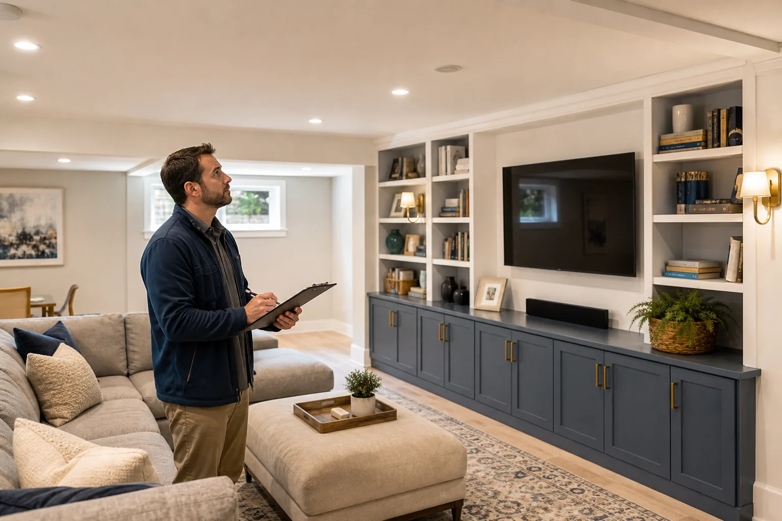 Finished basement remodel with contractor in a U.S. home