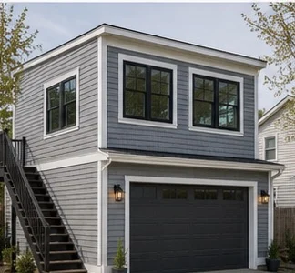 Above-garage accessory dwelling unit planned with efficient home comfort